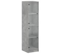 vidaXL Highboard with Glass Doors Concrete Grey 35x37x142 cm