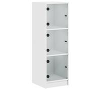 vidaXL Elegant White Highboard with Glass Doors - Engineered Wood Storage Cabinet for Living Room, Dining - 35x37x109 cm