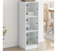 vidaXL Elegant White Highboard with Glass Doors - Engineered Wood Storage Cabinet for Living Room, Dining - 35x37x109 cm