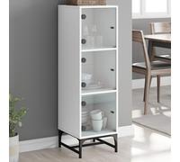 vidaXL Highboard with Glass Doors White 35x37x120 cm