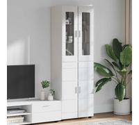 vidaXL Highboard with Shelf FLORIN High Gloss White 60 x 35 x 182 cm