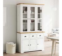 Vidaxl Highborad "bodo" White And Brown 115.5X43X200.5Cm Solid Wood Pine