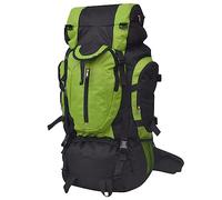 vidaXL Hiking Backpack XXL 75L Black and Green Camping Rucksack Luggage Bag