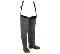 vidaXL Hip Waders - Adjustable Waterproof Knee-High Fishing/Hunting/Farming Boots - Dark Green, PVC Coated Polyester, Size 46