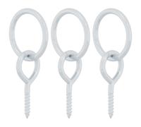 vidaXL Hitching Rings Horse Block Tie Ring – Silver Steel with Eye Screws, 3 pcs Set