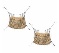 vidaXL Horse Hay Nets 2 pcs - Slow Feed Feeder, Rectangular Black PP, 100 x 90 cm, Portable, Weather Resistant