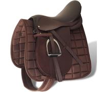 vidaXL Horse Riding Saddle Set 17.5" Real Leather Brown 12cm 5-in-1 Equestrian