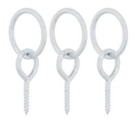vidaXL Hitching Rings Horse Block Tie Ring – Silver Steel with Eye Screws, 3 pcs Set