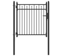 vidaXL Horst Fence Gate, 100 x 100 cm, Metal, Black, Lockable, Modern Entrance, Garden Security, Access Solution, Fencing, Outdoor, Landscape Door