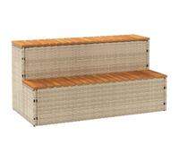 vidaXL Hot Tub Step Beige 100x50x50.5 cm Poly Rattan and Solid Acacia