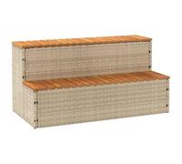(beige) vidaXL Hot Tub Step Light Grey 100x50x50.5 cm Poly Rattan and Solid Acacia