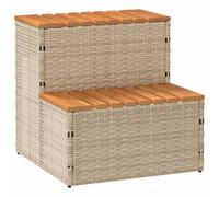 vidaXL Hot Tub Step Beige 50x50x50.5 cm Poly Rattan and Solid Acacia