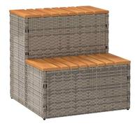 vidaxl hot tub step grey - poly rattan and acacia wood adjustable 50x50x50.5 cm outdoor spa/pool stool
