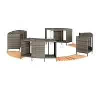 vidaXL Hot Tub Surround Grey Poly Rattan and Solid Wood Acacia