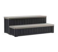vidaXL Hottub 2-Tier Brown and Grey PP Modern Rectangular Spa Climb Weatherproof UV Resistant Portable Multifunctional Outdoor Garden Patio Deck