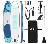 vidaXL HYDROS Inflatable Stand Up Paddle Board 335 x 76 x 15 cm for UV Resistant SUP Board for Adults, Portable Equipment for Water Sports with Wave Pattern