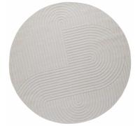 vidaXL Area Rugs Round PALMERAS Cream Ø 160 CM Polyester, Modern Area Carpet, Non-Slip Design for Living Room, Outdoor Rug, Soft Touch Mat, Durable and Easy Maintenance Floor Cover