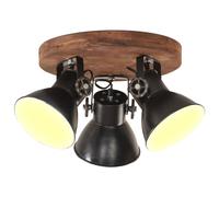 Ceiling Lamp 3-Light Industrial Iron & Mango Wood Black/Barn Brown 42x27 cm E27