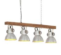 vidaXL Industrial Ceiling Lamp Silver E27 Mango Wood