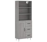 vidaXL Industrial Highboard in Grey Sonoma with Metal Feet - Engineered Wood Storage Cabinet for Living Room