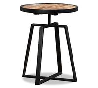vidaXL Industrial Side Table - Solid Reclaimed Teak Wood - Steel Legs - Round Shape - Living Room and Bedroom Furniture - Brown