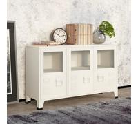 Vidaxl Industrial Sideboard White 105X35X62 Cm Metal And Glass