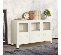 Vidaxl Industrial Sideboard White 105X35X62 Cm Metal And Glass