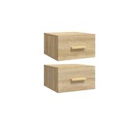 vidaXL Industrial Sonoma Oak Wall-Mounted Bedside Cabinets | Set of 2 | Engineered Wood Night Stands | Rustic Rectangular Floating Units |