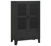 vidaXL Industrial Storage Chest Black Metal Sideboard Cabinet Storage Trunk