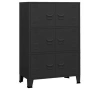 vidaXL Industrial Storage Chest Black 75x40x115 cm Metal Sideboard Cabinet