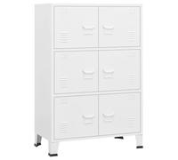 vidaXL Industrial Storage Chest Living Room Office Sideboard Cabinet Storage Container Trunk Box Side Cabinet with Door White 75x40x115 cm Metal