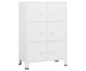 vidaXL Industrial Storage Chest Living Room Office Sideboard Cabinet Storage Container Trunk Box Side Cabinet with Door White 75x40x115 cm Metal