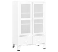 vidaXL Industrial Storage Chest White Metal Sideboard Cabinet Storage Trunk