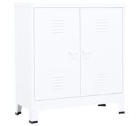 vidaXL Industrial Storage Chest White Steel Sideboard Cabinet Storage Trunk