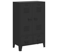 vidaXL Industrial Style Metal Wardrobe in Black with Adjustable Shelves and Drawers - Versatile Storage Cabinet for Living Room, Bedroom, or Office.