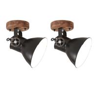 vidaXL Industrial Wall/Ceiling Lamps 2 pcs Black 20x25 cm E27, Black