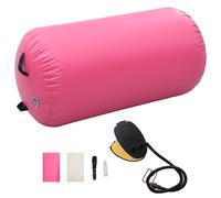 vidaXL Inflatable Gymnastic Roll with Pump 120x90 cm PVC Pink