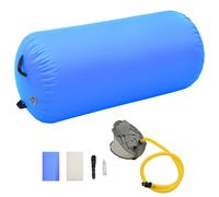 vidaXL Inflatable Gymnastic Roll with Pump PVC Blue Gym Training Cylinder