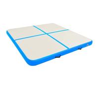 vidaXL Inflatable Gymnastics Mat - Spacious, High-density PVC Exercise Mat - Ideal for Yoga, Kickboxing, Wrestling, Water Sports - Includes Pump - Blue, Grey