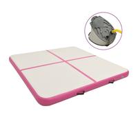 vidaXL Inflatable Gymnastics Mat with Pump 200x200x10 cm PVC Pink Floor Yoga