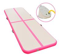 vidaXL Inflatable Gymnastics Mat with Pump 300cm PVC Pink Exercise Gym Carpet
