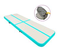 vidaXL Inflatable Gymnastics Mat with Pump PVC Green Yoga Pilate Training Mat