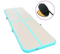 vidaXL Inflatable Gymnastics Mat with Pump 500cm PVC Green Exercise Gym Carpet