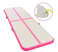 vidaXL Inflatable Gymnastics Mat with Pump 500cm PVC Pink Exercise Gym Carpet