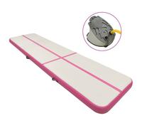 vidaXL Inflatable Gymnastics Mat with Pump 800x100x15 cm PVC Pink Exercise