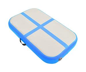 vidaXL Inflatable Gymnastics Mat with Pump Exercise Fitness Yoga Pilate Training Equipment Workout Gym Flooring Mat for Home Use PVC Blue