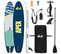 vidaXL Inflatable Stand Up Paddle Board APEX 305 x 76 x 15 cm, Blue, UV-Resistant SUP Board for Adults, Portable Equipment for Water Sports with Wave Pattern
