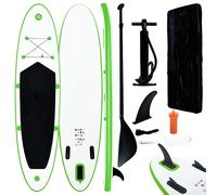 Vidaxl Inflatable Stand Up Paddle Board Set Green And White, Green