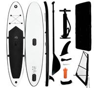 vidaXL Inflatable Stand Up Paddleboard with Sail Set Black and White