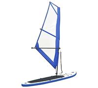 vidaXL Inflatable Stand Up Paddleboard with Sail Set UV Resistant Comfortable Stable Durable SUP Inflatable Board Set Blue and White